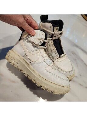 Nike Air Force 1 High Top Sneakers White Black Youth 5.5 Women’s 7 EUC